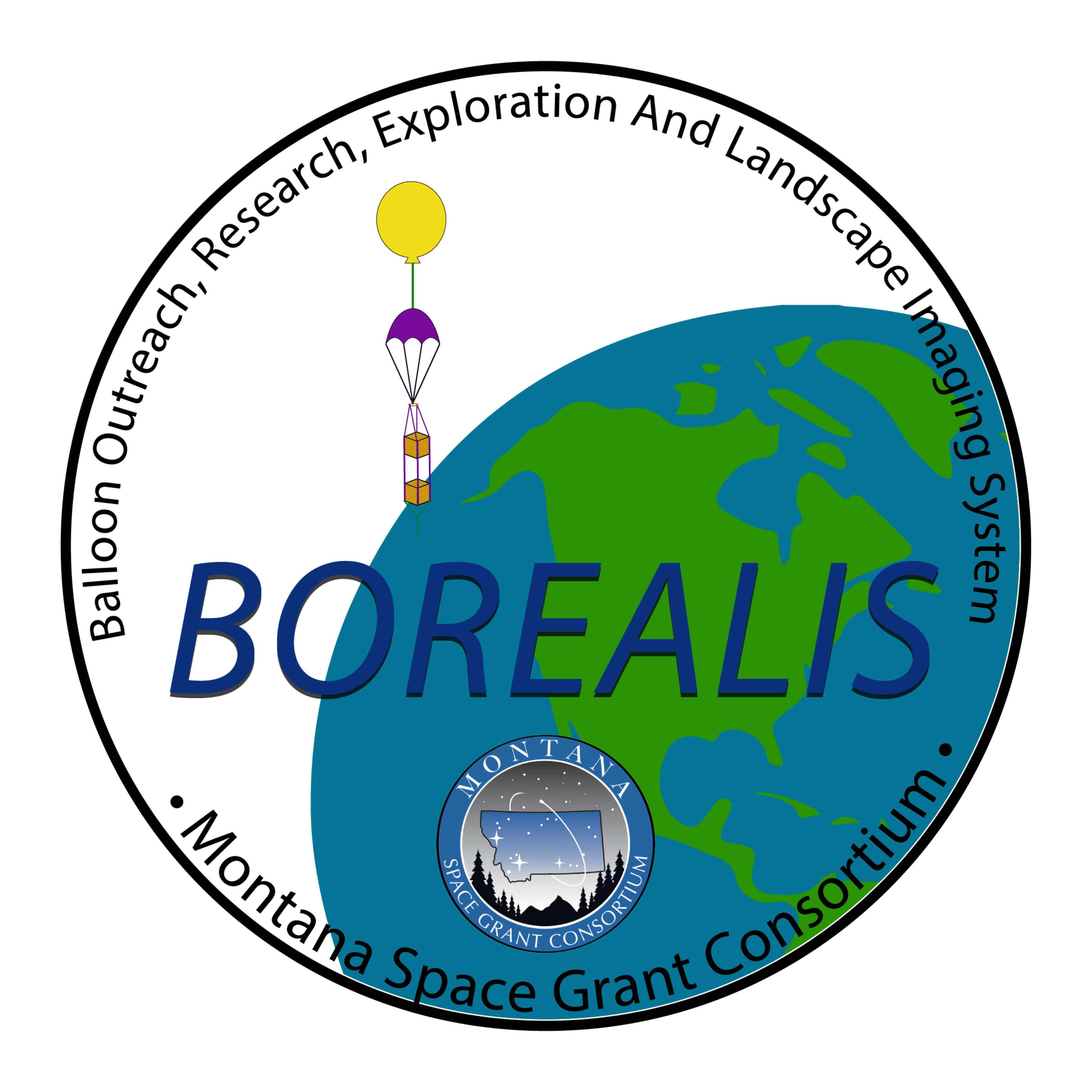 A circular BOREALIS logo from the Montana Space Grant Consortium
