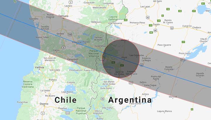 Map of 2020 eclipse path