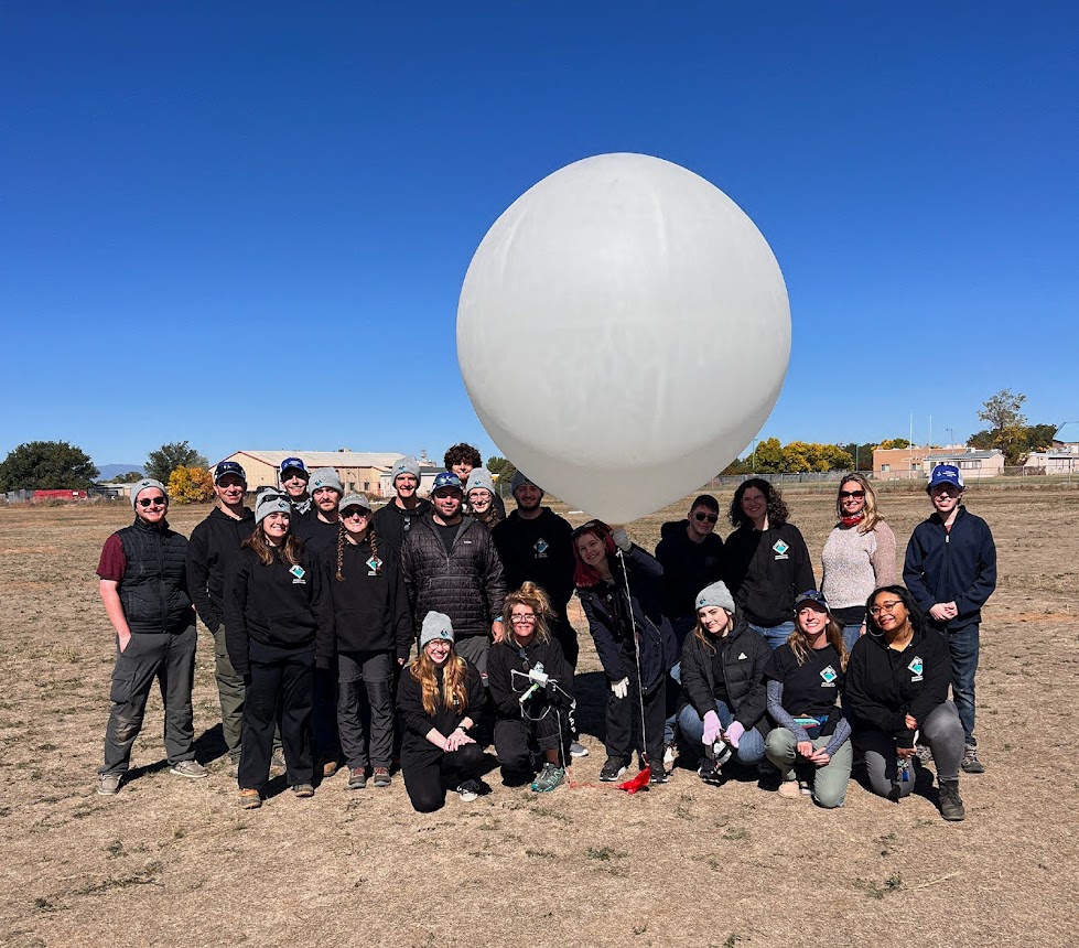 A team with a balloon