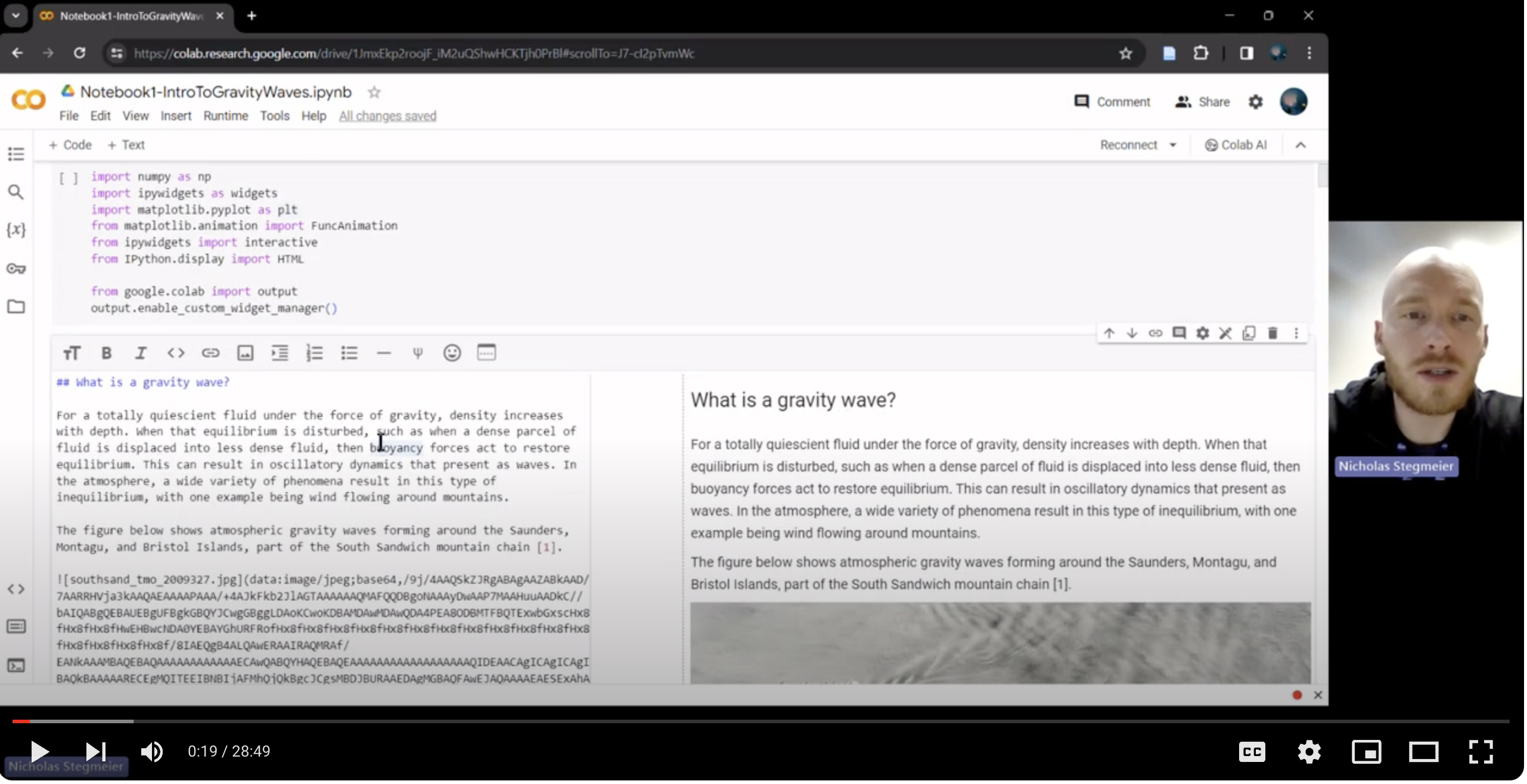 Screenshot of notebook video
