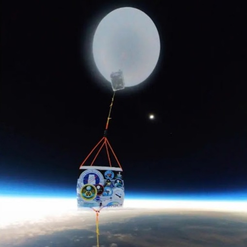 A balloon and payload in space