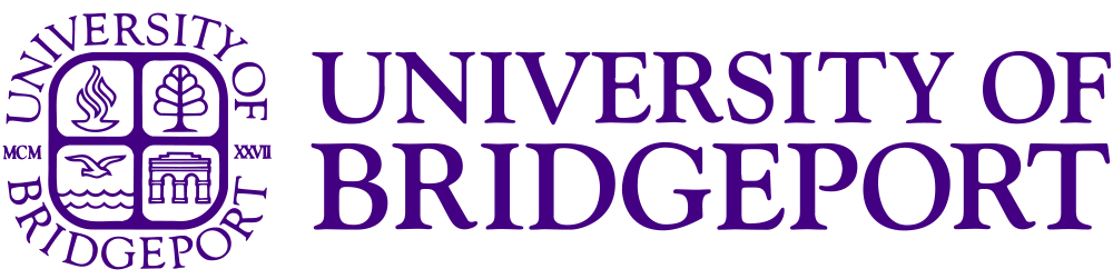 Purple text says "University of Bridgeport" to the right of their logo of the same text