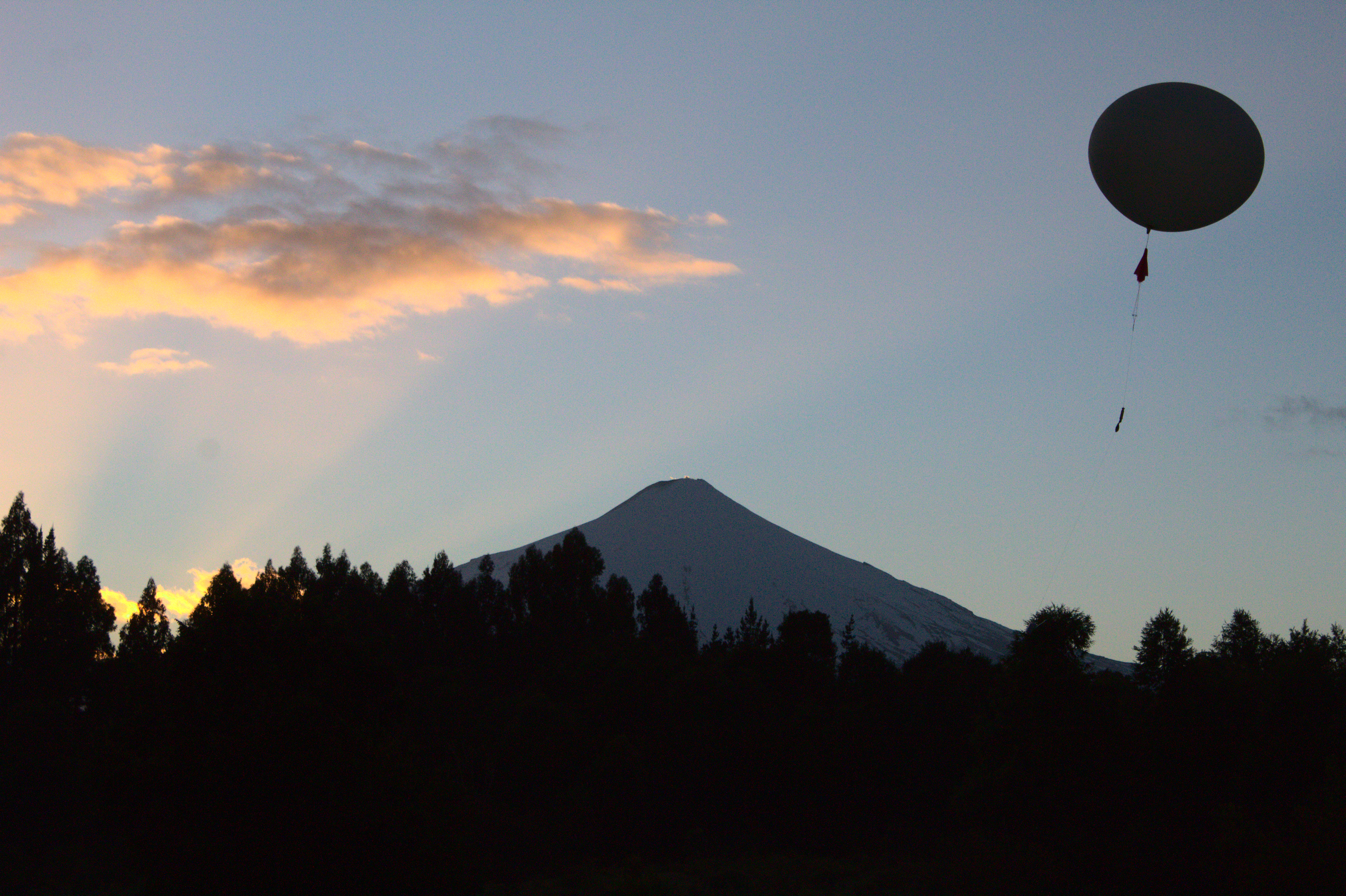 Morning balloon launch in Villarrica, Chile