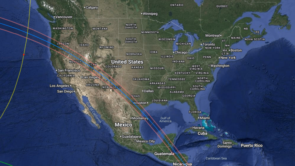 The path of the 2023 annular solar eclipse across the united states